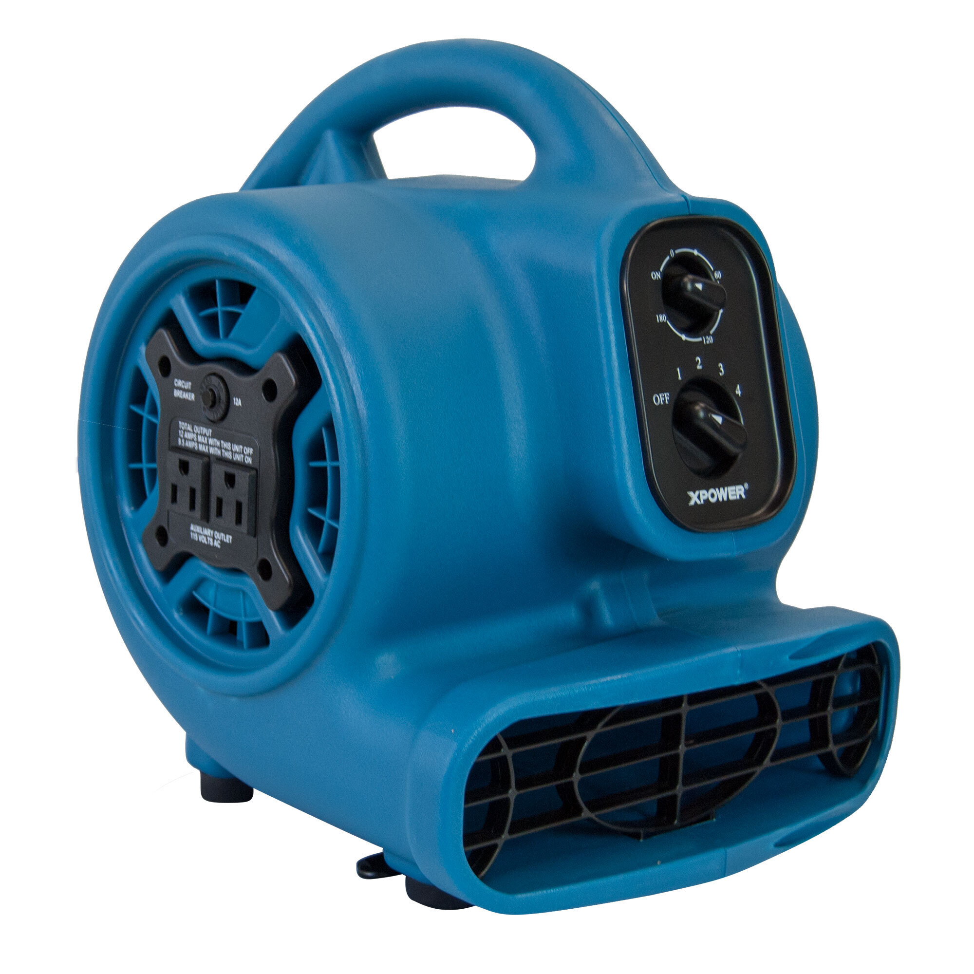 XPOWER, 1/5 HP Scented Air Mover w/ Power Outlets Timer, Fan Diameter 7 in, Air Delivery 800 cfm, Model# P-260AT